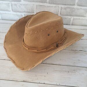 Bullhide Leather Cowboy Hat Western Style Size S Yellowstone Stitched Details